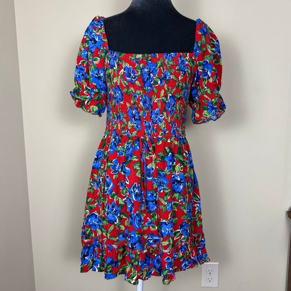 Band of Gypsies BOG Collective Floral Smocked Tiered Mini Dress Size Medium
